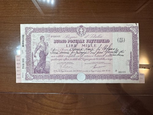 Buono postale fruttifero lire - buono,