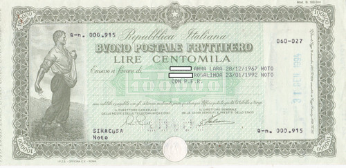 Buono postale fruttifero - fruttifero, da
