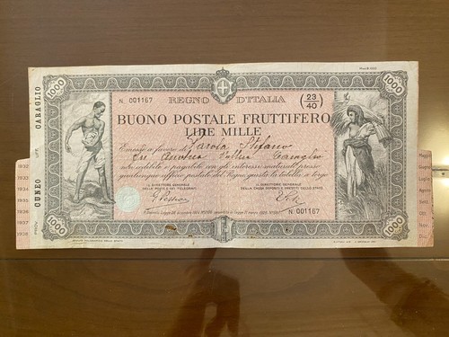 Buono postale fruttifero - buono, lire