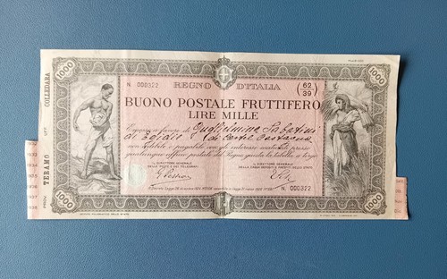 Raro buono postale - buono, fruttifero