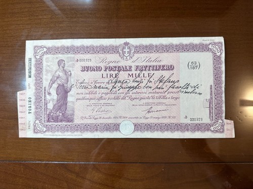 Buono postale fruttifero lire - fruttifero,