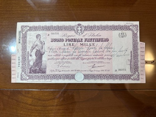 Buono postale fruttifero lire - buono,