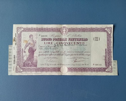 Buono postale fruttifero 500 - buono,