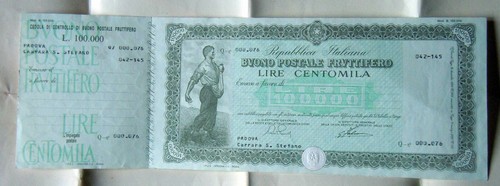100000 lire buono postale - 100000,