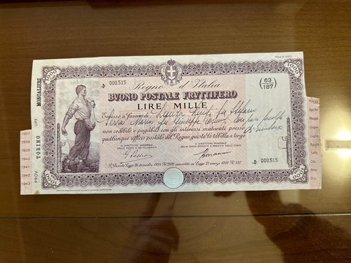 Buono postale fruttifero lire - buono,