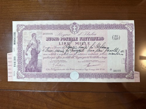 Buono postale fruttifero lire - buono,