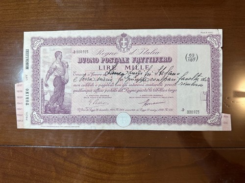 Buono postale fruttifero - buono, lire