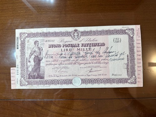 Buono postale fruttifero lire - buono,