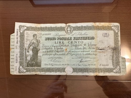 Buono postale fruttifero lire - fruttifero,