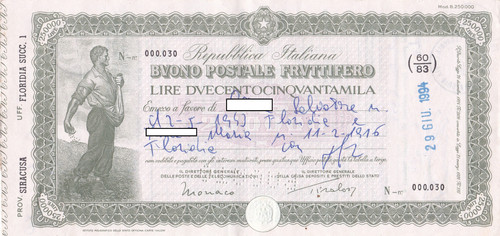 Buono postale fruttifero - buono, da