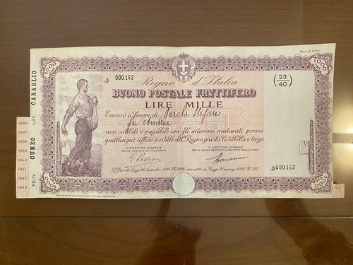 Buono postale fruttifero lire - buono,