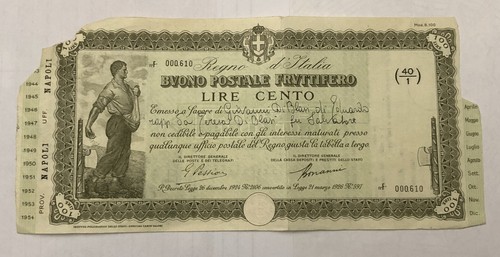 Buono postale fruttifero lire - postale,