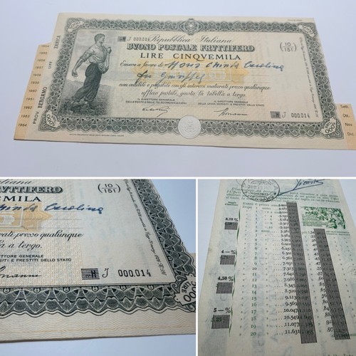 Buono fruttifero postale lire - buono,